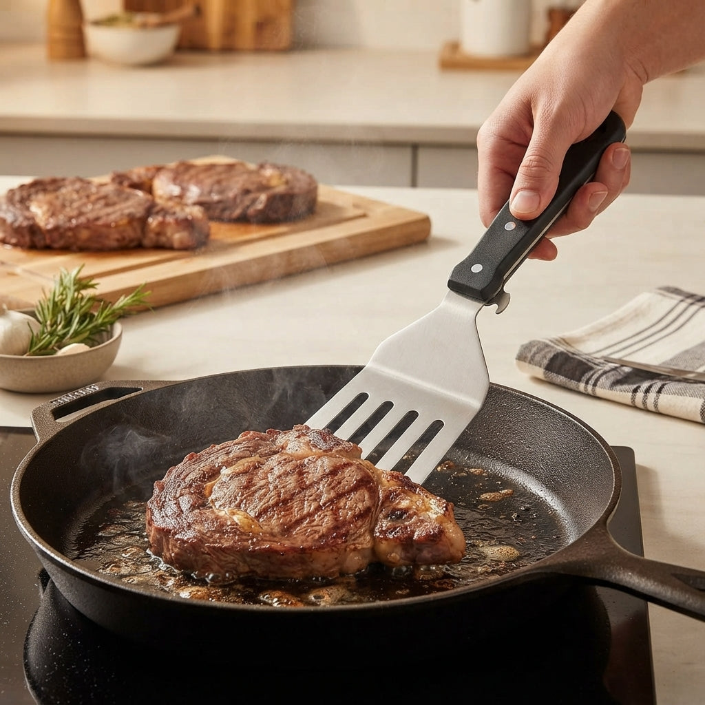 Espátula de Inox YH com Fendas: Precisão e Leveza para Seus Grelhados - (AYD243-70)