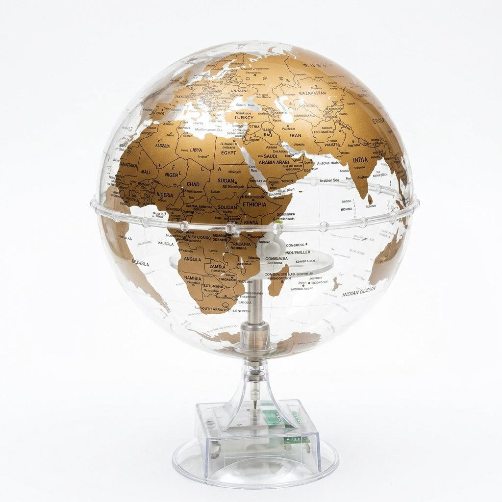 Globo Terrestre Transparente Decorativo com Astronauta na Lua: Design Futurista - (AYC329-28)