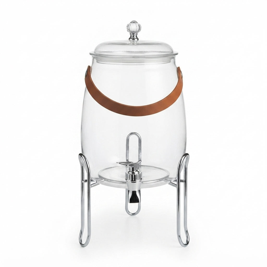 Dispensador de Bebidas XF-8532 com Pega em Couro e Suporte Cromado: Elegância e Funcionalidade para Servir - (AYD237-33)