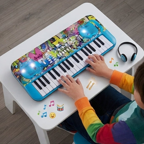 Teclado Musical Eletrônico 'Grafite Style': 37 Teclas, Microfone e Diversão Educativa para Pequenos Músicos - (AYC165-67)