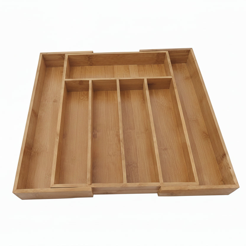 Organizador de Talheres Extensível em Bambu: Ajuste Perfeito e Gavetas Sempre Organizadas - (AYD305-67)