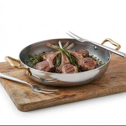 Frigideira Martelada 24cm com Pegas Douradas - Cozinhe e Sirva com Sofisticação - (AYD241-41)