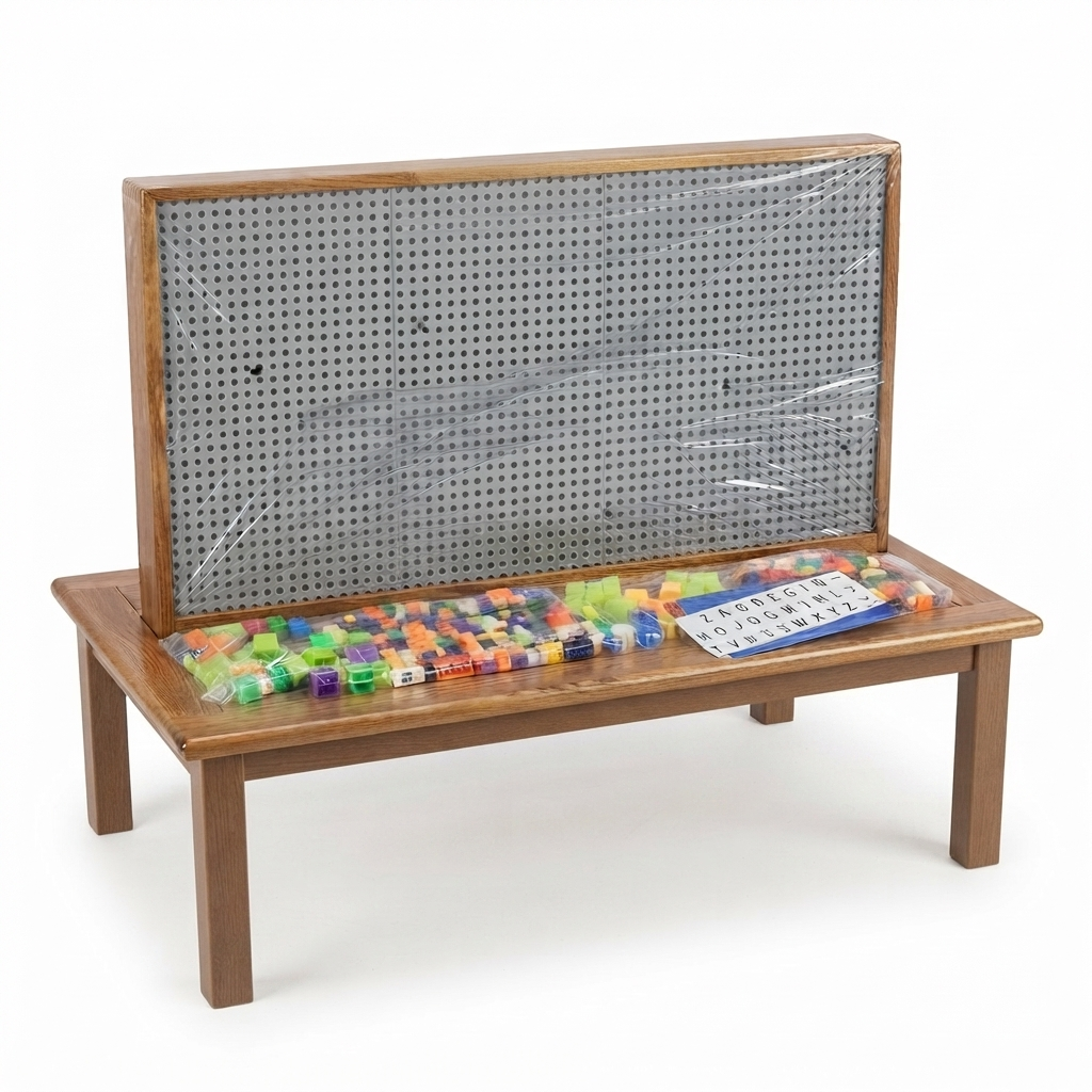 Mesa de Construção Gigante: Estação Criativa com Painel Perfurado e Blocos