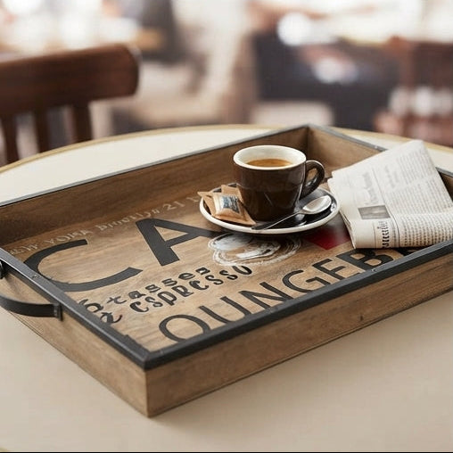 Tabuleiro Retangular 'Café Loungebar': Design Industrial, Acabamento Vintage e Exclusividade - (AYD296-38)