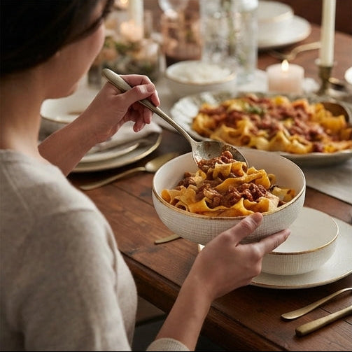 Textured Bowl, 15cm with Gold Rim: Sophistication and Practicality for Charming Serving - (AYD245-120)