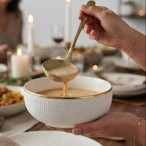 Textured Bowl, 15cm with Gold Rim: Sophistication and Practicality for Charming Serving - (AYD245-120)