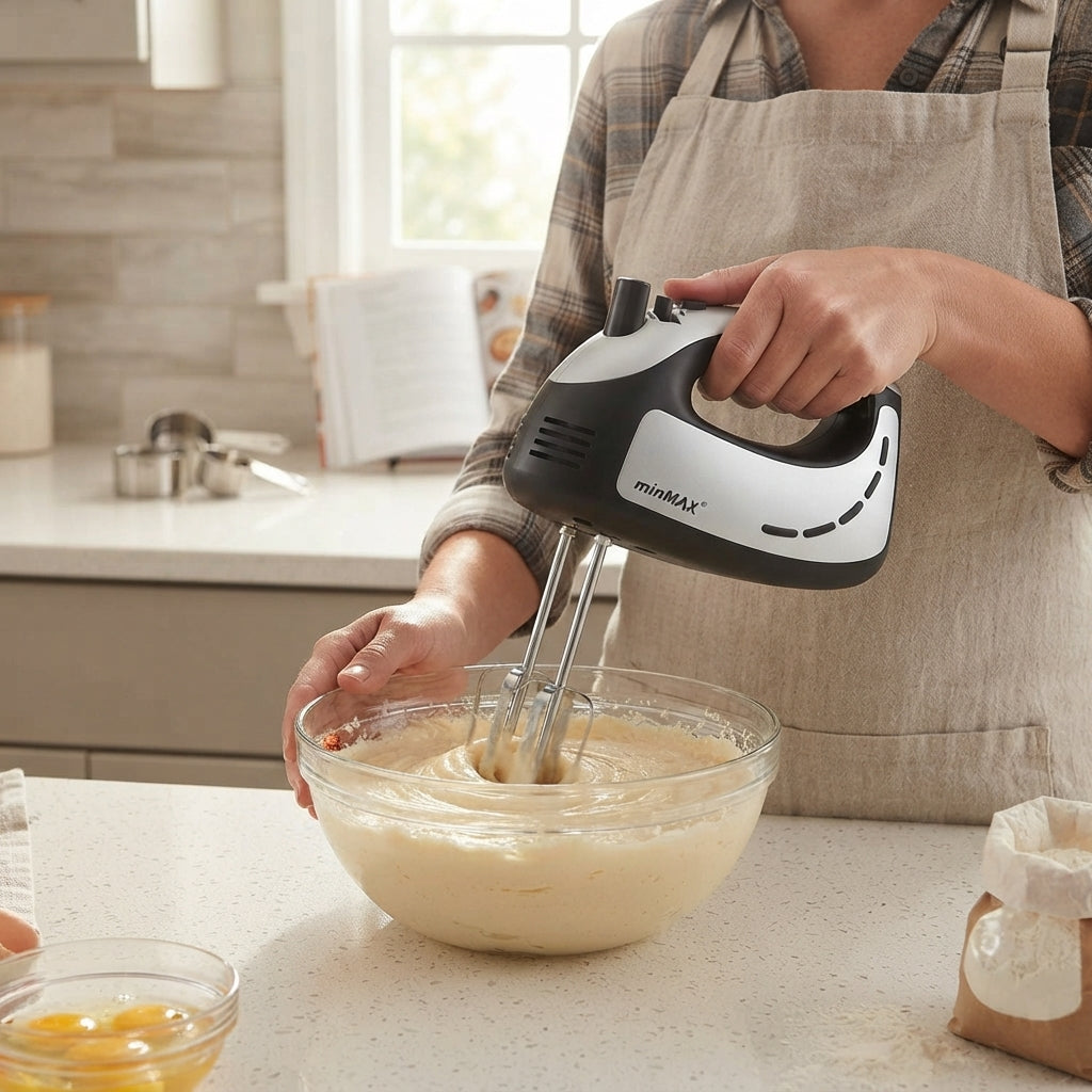 Minmax Hand Mixer MMX-908 500W: Praticidade e Potência Compacta para o Seu Dia a Dia - (BAT4002)
