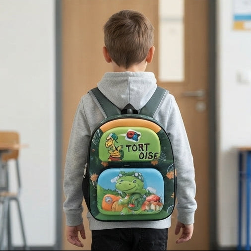 Mochila Escolar 3D Aventura com Tartarugas: Diversão e Conforto para a Rotina dos Pequenos - (AYC335-10)