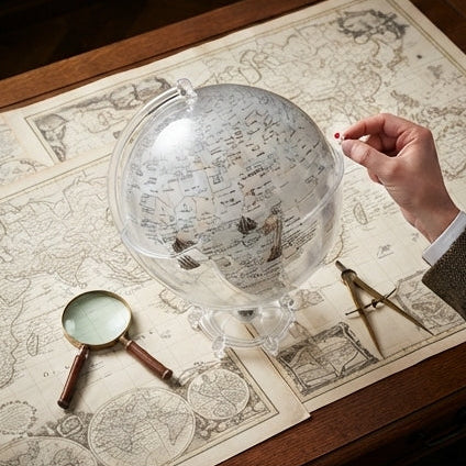 Odisseia de Cristal, 20cm: Globo Náutico com Veleiro em Miniatura - (AYC329-27)