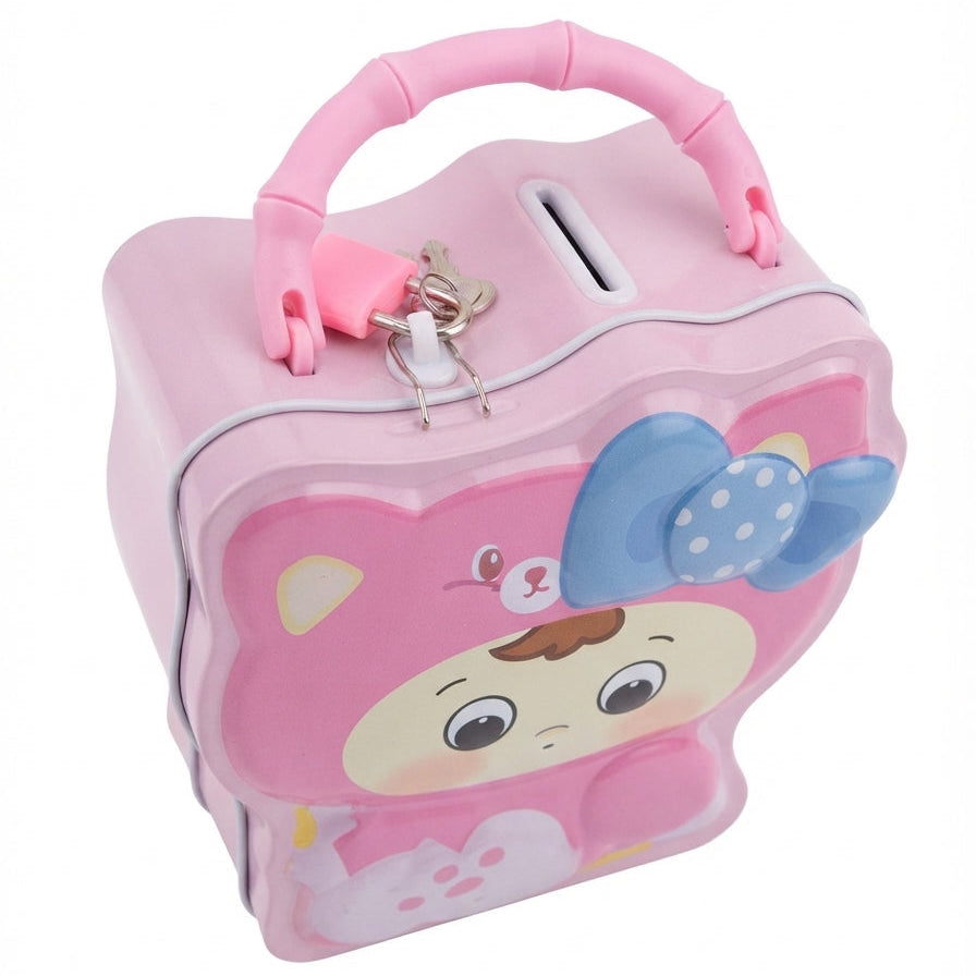 Cofre Metálico Infantil com Cadeado e Alça: A Gatinha Rosa - (AYC335-31)