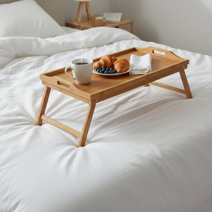 Mesa de Apoio Dobrável em Bambu Natural: Praticidade, Estilo e Exclusividade - (AYD305-62)
