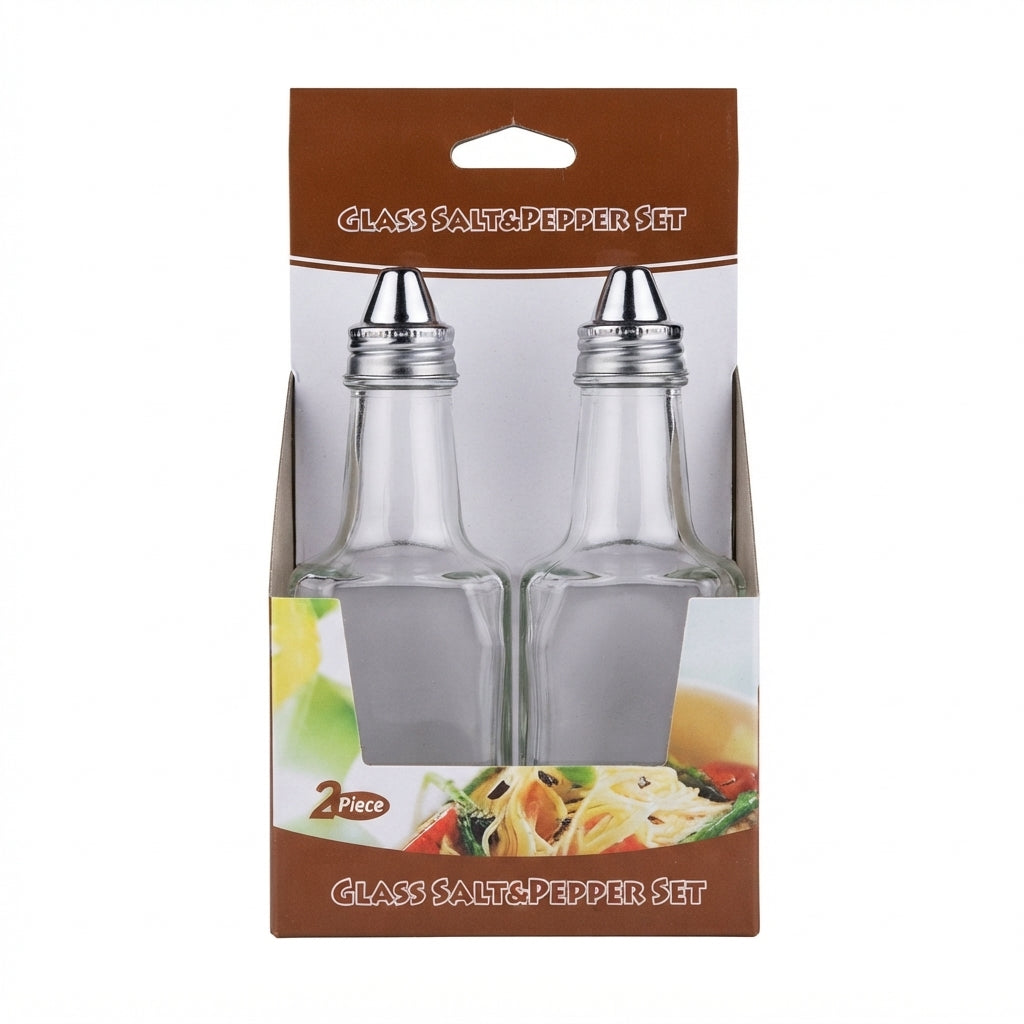 Dupla Gourmet: Conjunto de Saleiros em Vidro com Detalhes em Inox - (GAL4020)