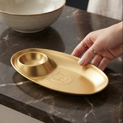 Mini Bandeja Petisqueira SUS 304 com Compartimento Integrado: Design Exclusivo para Servir com Charme - (PRA0065)