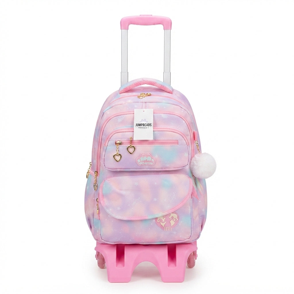 Mochila Escolar com Rodinhas Unicórnio e Tons Pastéis: Encanto, Conforto e Praticidade - (AYC180-2)