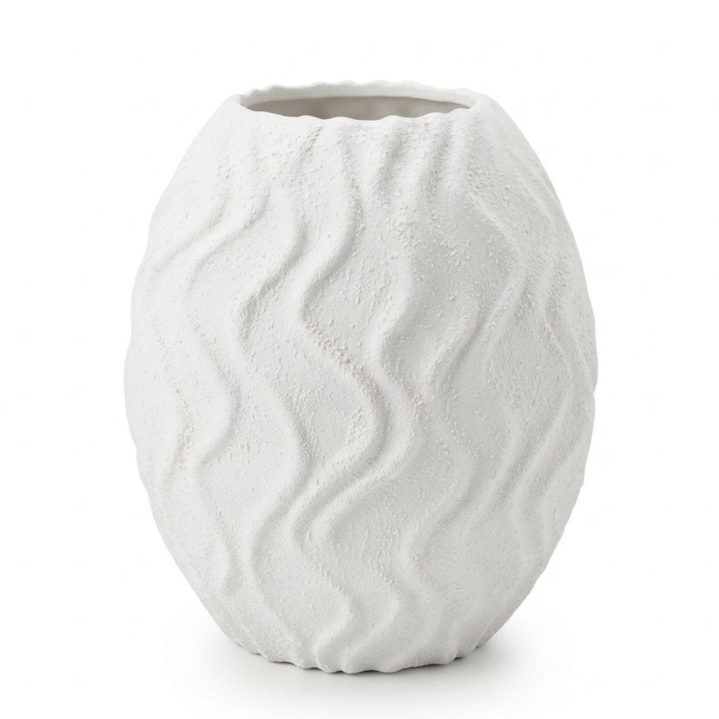 Large Ceramic Vase with Modern Wave Pattern - (AYD312-9)