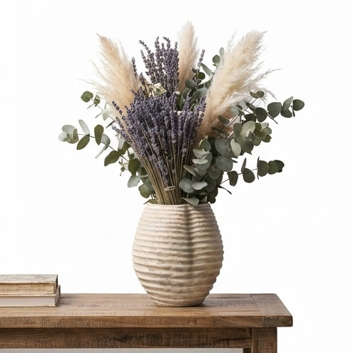 Medium Modern Ceramic Vase with Ridges - (AYD312-2)