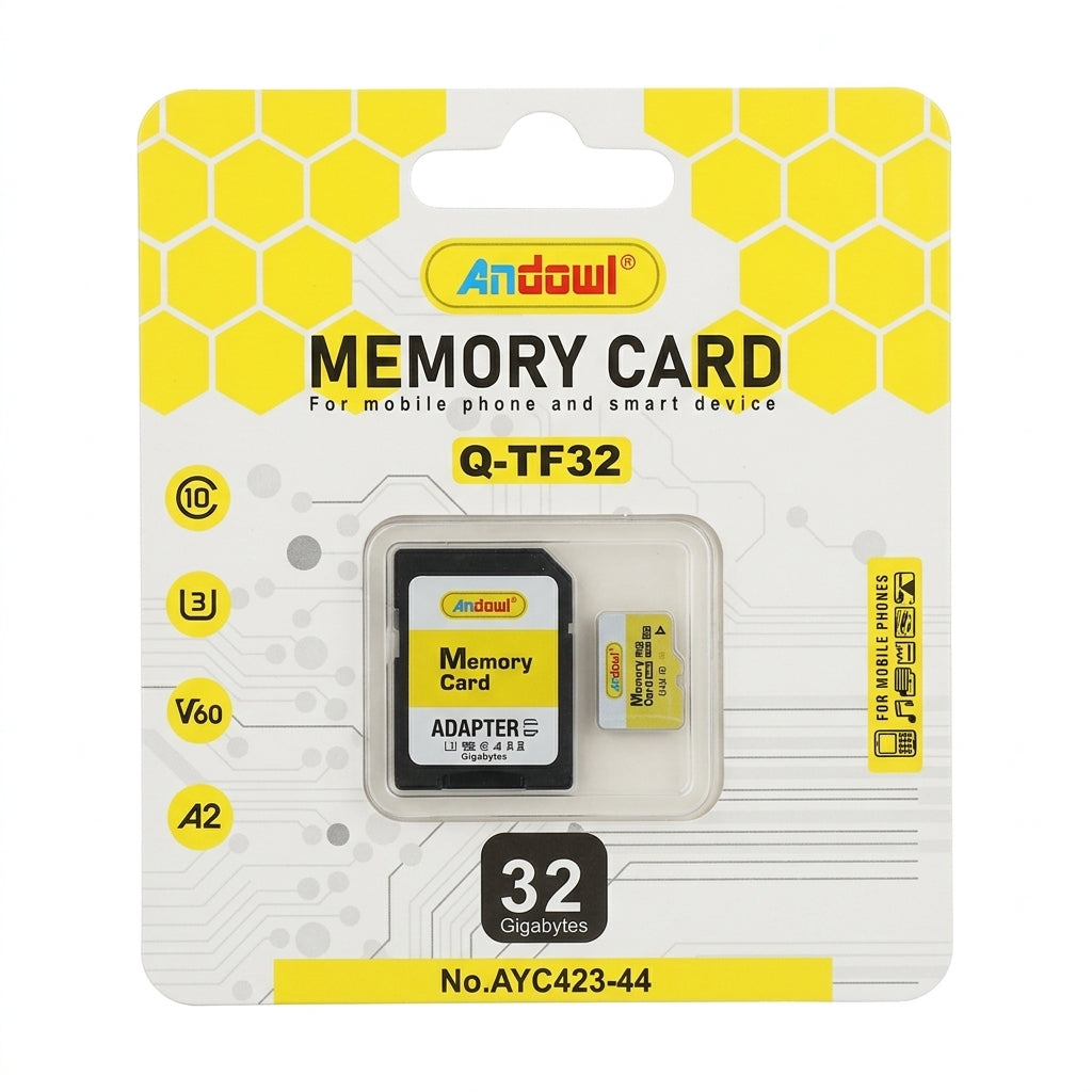 Andowl  High Speed Memory Card with Adapter Yellow