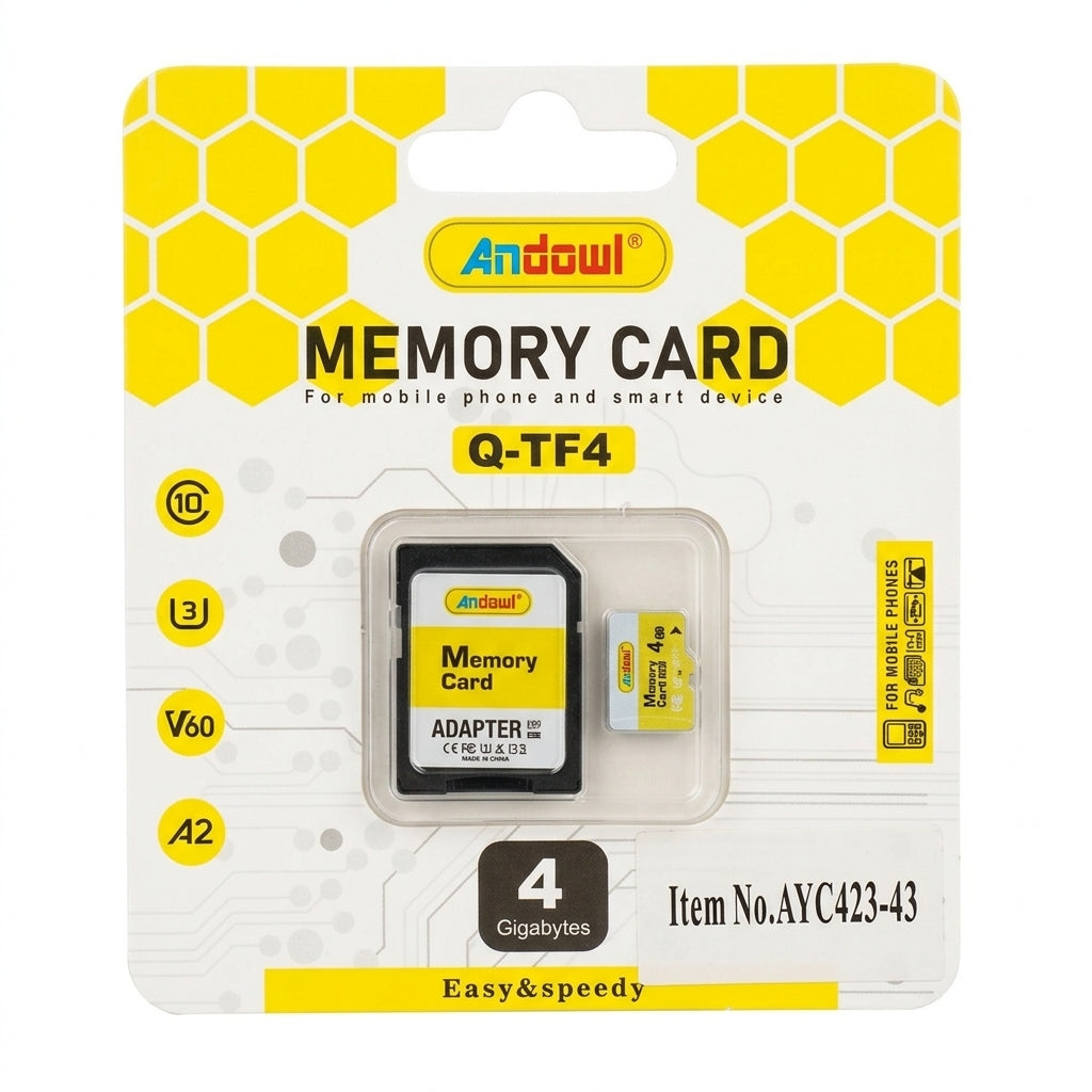 Andowl  High Speed Memory Card with Adapter Yellow