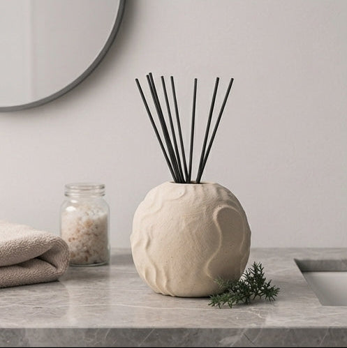 Medium Ceramic Vase with Modern Wavy Pattern - (AYD312-10)