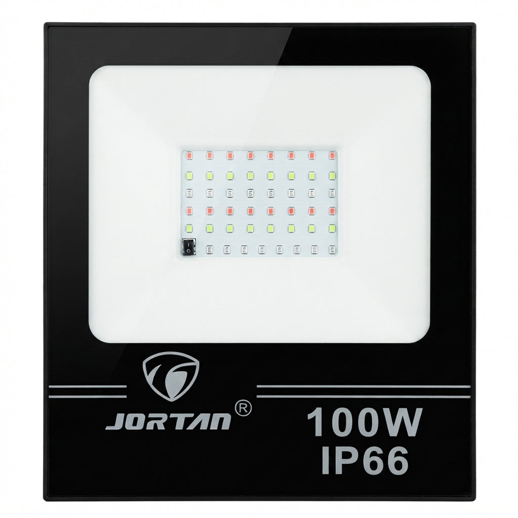 Refletor LED 100W Jortan IP66: Brilho Intenso, Máxima Proteção Contra Intempéries e Eficiência Total - (AYA147-8)