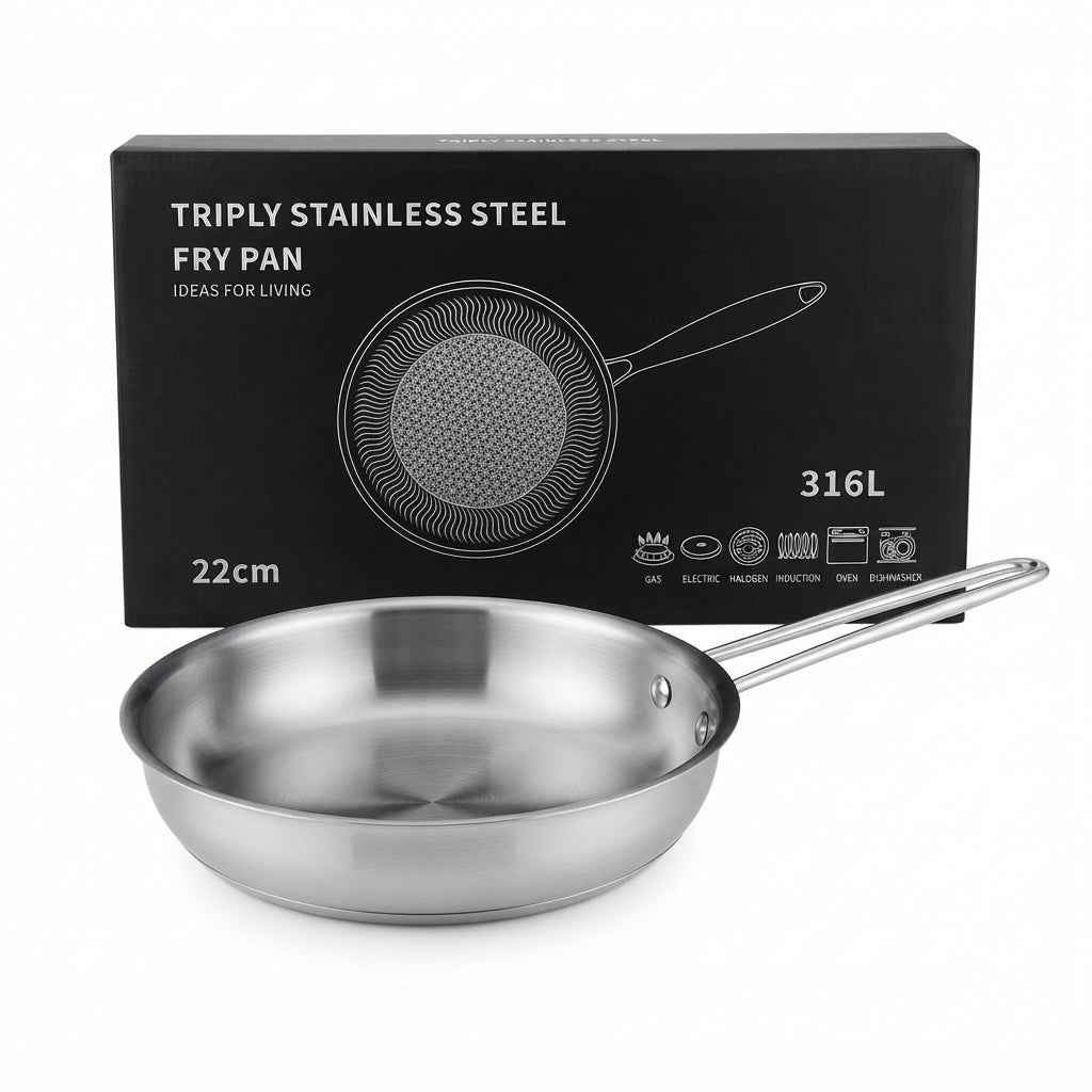 Frigideira Triply em Aço Inoxidável 316L - 22cm: Qualidade que Perdura (AYD233-112)