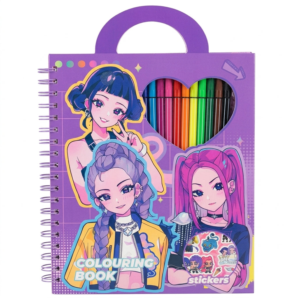 Caderno de Colorir Pop Art: Kit Criativo com 12 Canetinhas e Adesivos - (AYC328-21)