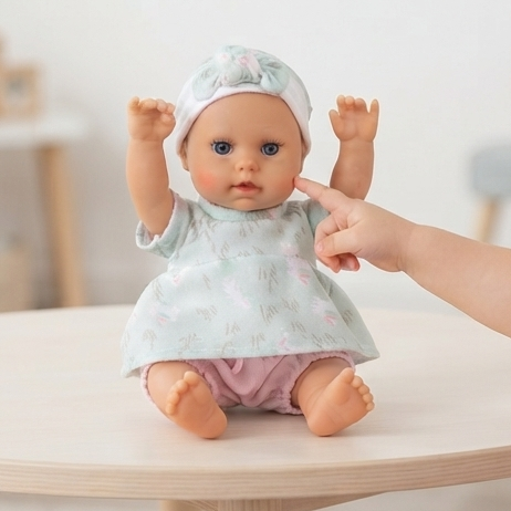 Lovely Baby: O Seu Primeiro Bebé Realista com Olhos Azuis e Look Menta - (AYC315-43)