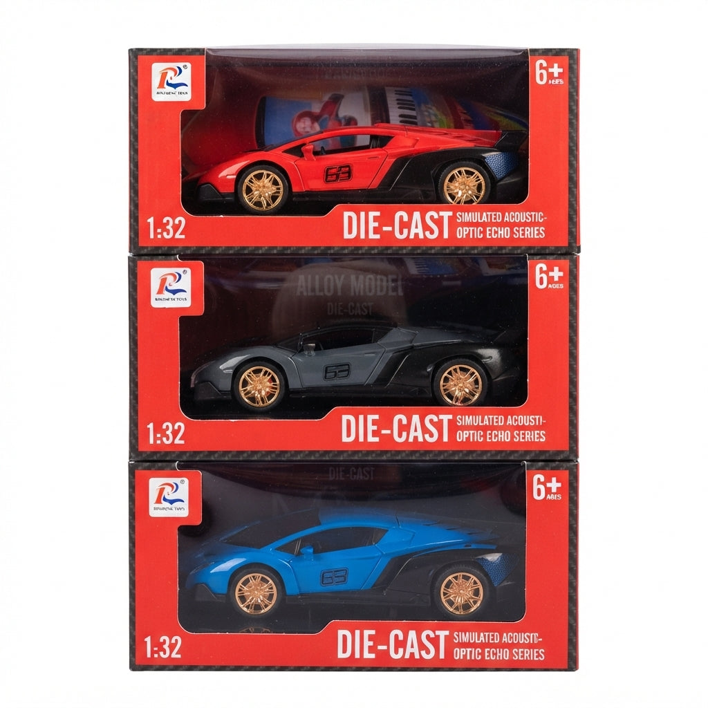Superdesportivos Colecionáveis Die-Cast Escala 1:32: Potência, Luz e Som em Três Cores Exclusivas - (AYC315-1)