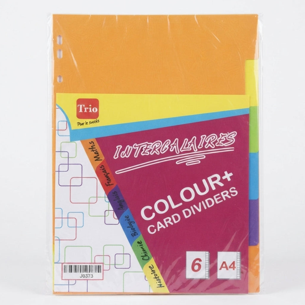 6-Tab 'Trio' Colored A4 Dividers: Perfect Organization and Look for Your Documents - (J0373)