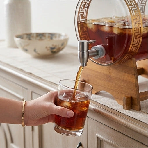 Dispensador de Bebidas 7.5L com Base de Madeira: Elegância e Praticidade para Servir - (AYD54-11)