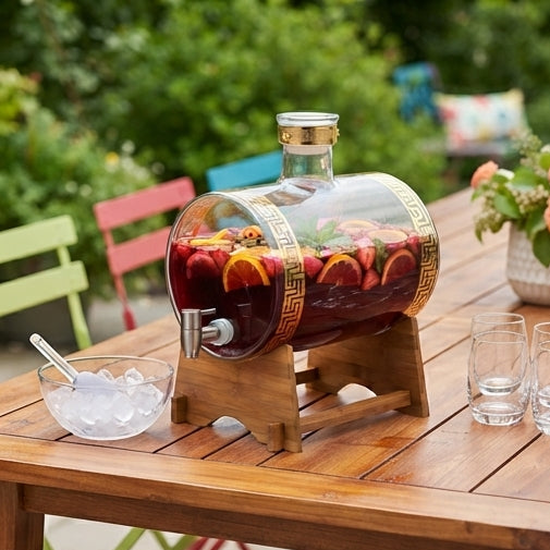 Dispensador de Bebidas 7.5L com Base de Madeira: Elegância e Praticidade para Servir - (AYD54-11)