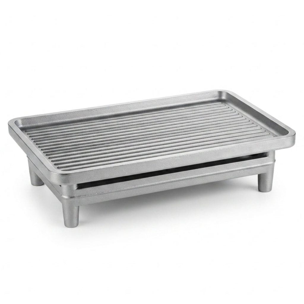 Chapa Grill Elevada 2 em 1: Ferro Fundido com Ranhuras de Escorimento e Pés Estáveis - (AYD235-86)