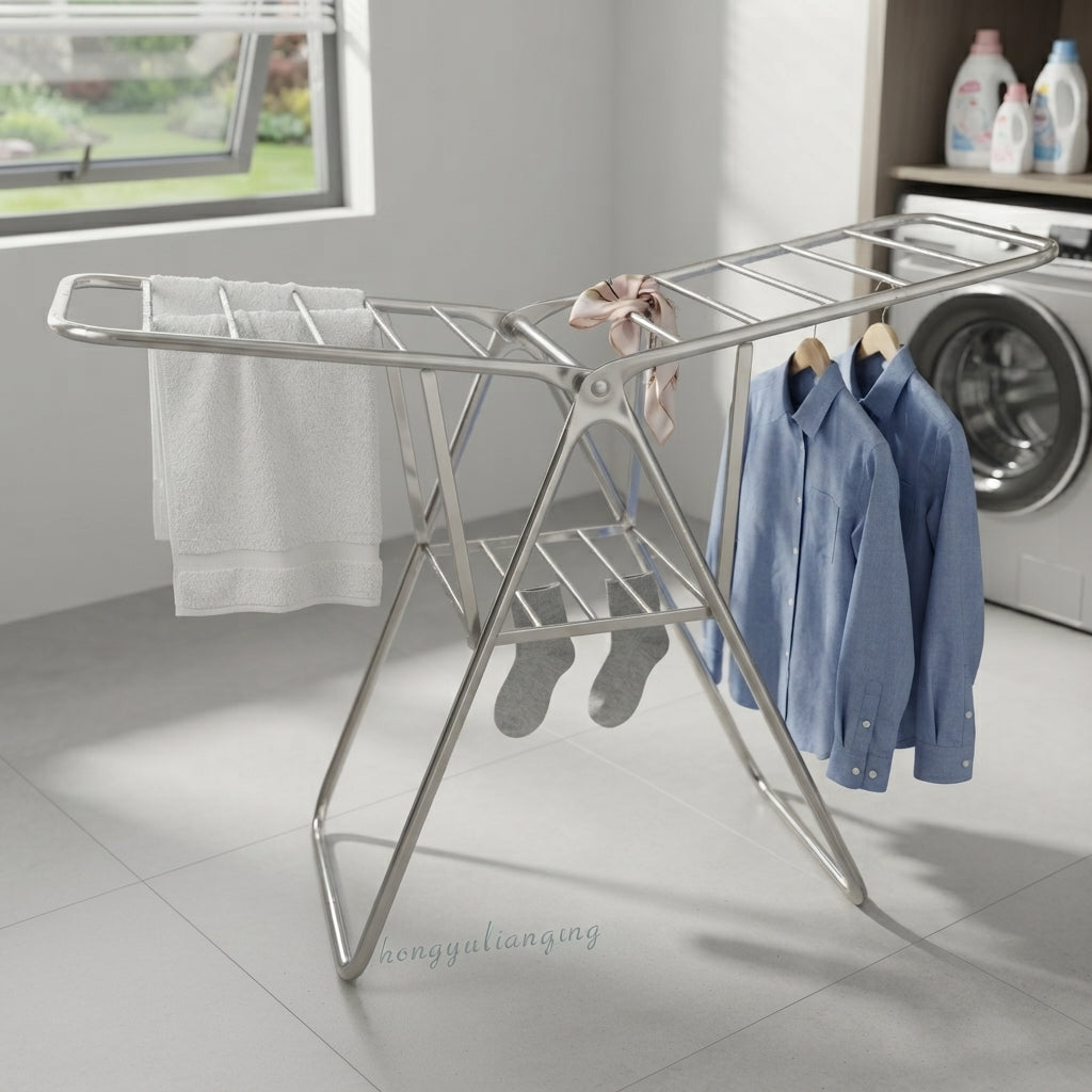 Varal Dobrável 100% Inox Almeer, 140-100cm: Resistência Superior e Organização Inteligente para sua Casa - (AYB257-5)