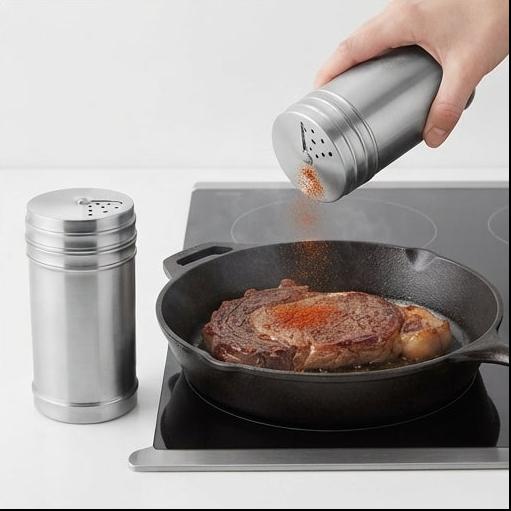 Sabor na Medida Certa: Saleiro de Mesa Moderno e Durável em Inox - (AYD63-38)
