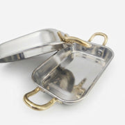 Mini Assadeira Retangular 12cm em Inox com Alças Douradas: Charme e Sofisticação para Porções Individuais - (AYD352-12)
