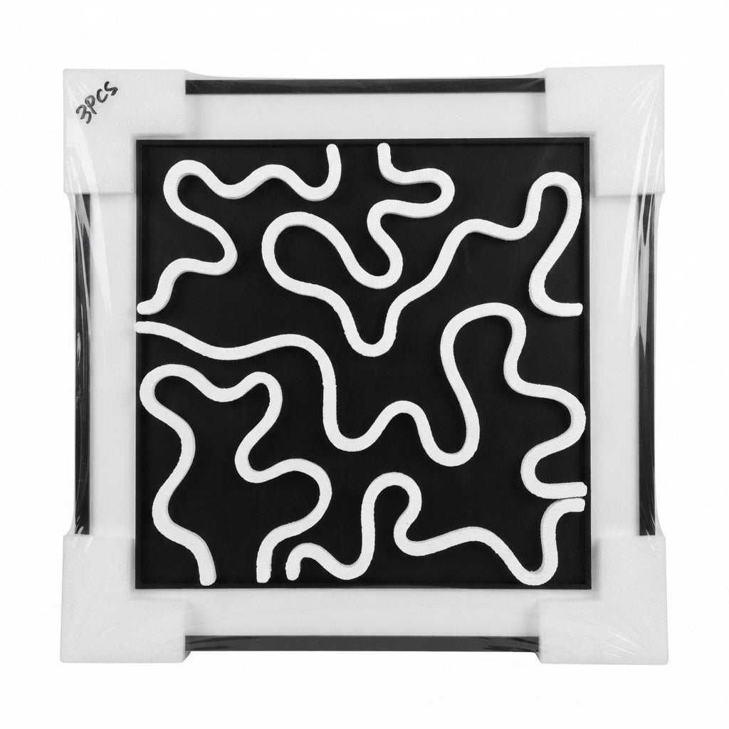 Sculptural Picture 'Industrial Art', 40/40cm: Three-Dimensional Relief Composition with Steel Nails and Dark Background - (AYD313-7)