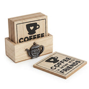 Kit de Bases para Copos Quadradas em Madeira com Suporte: Decoração e Proteção com Toque Artesanal - (AYD296-35)