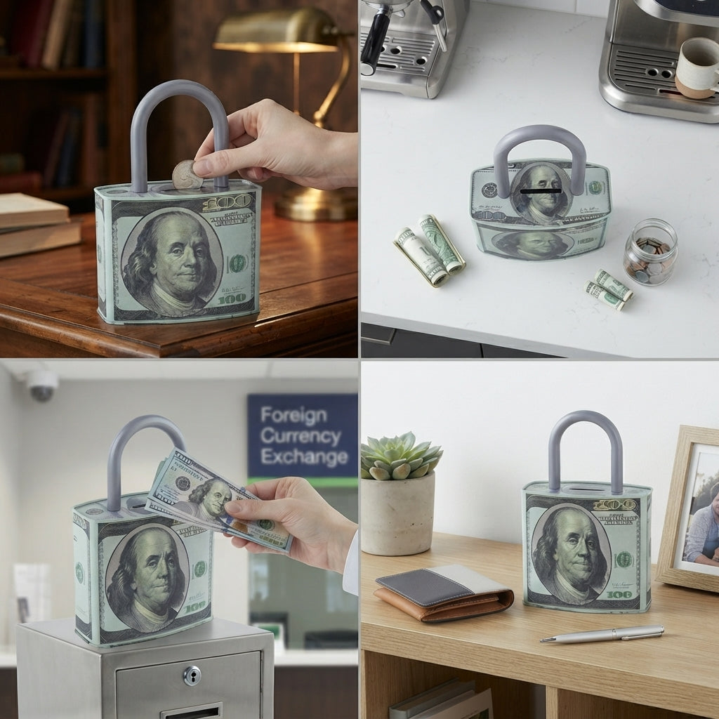 Cofre Cadeado Dólar 100: Guarde as Suas Economias com Muito Estilo - (AYC335-33)