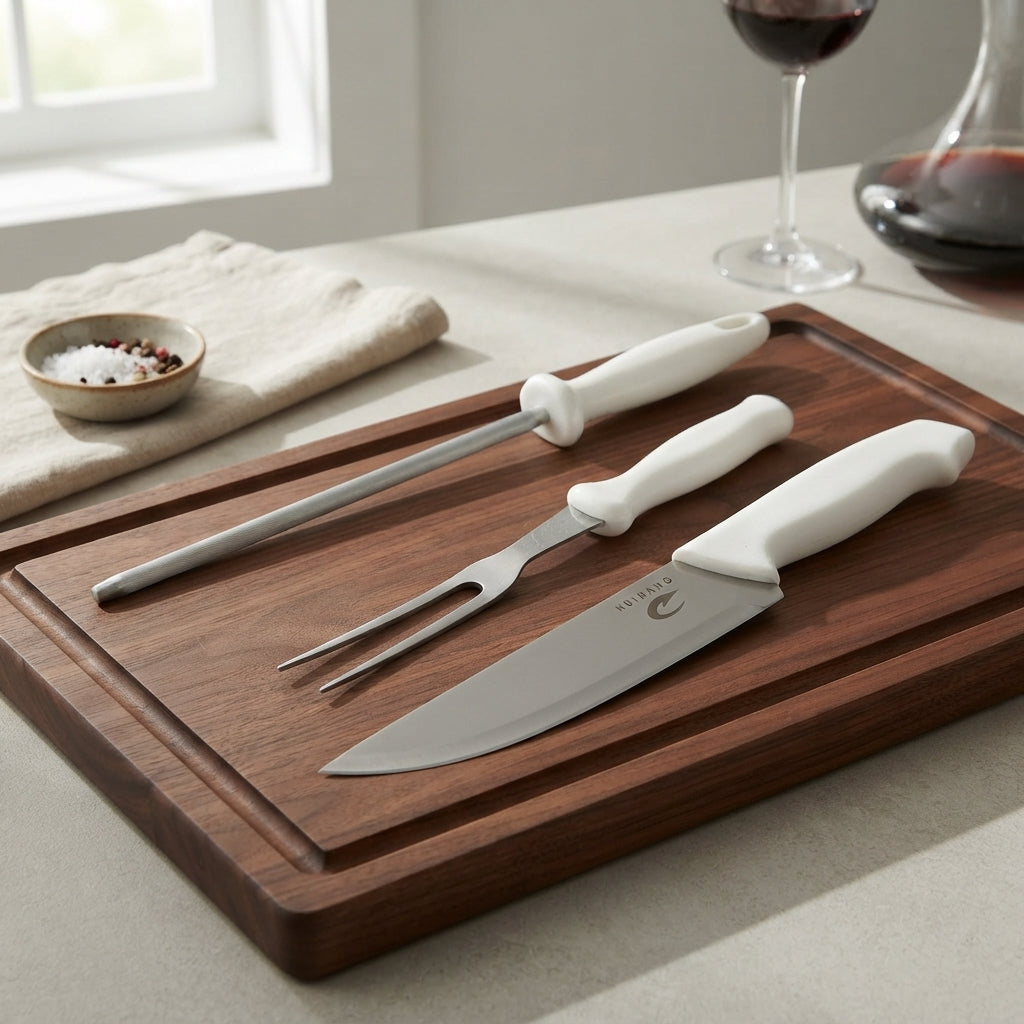 Kit Huihang com Faca, Garfo e Chaira: O Companheiro Ideal para o seu Churrasco - (AYD243-62)