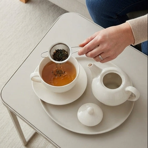 White Ceramic Stackable Tea Set: Modern Design, Practicality and Exclusive Refinement - (AYD352-21)