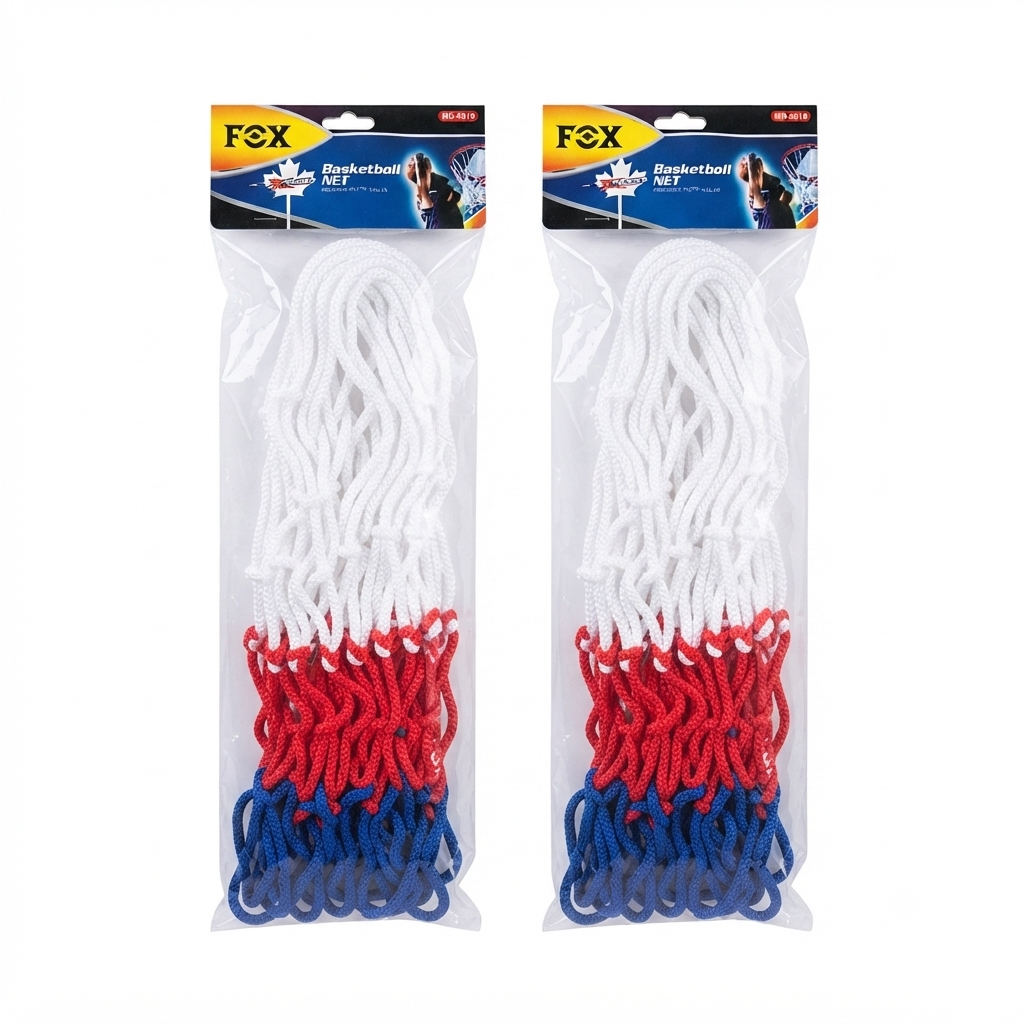 Outdoor Round Basketball Net 3.0mm Polypropylene 2-Pack White Red Blue - (AYD273-7AB / AYD273-8AB)