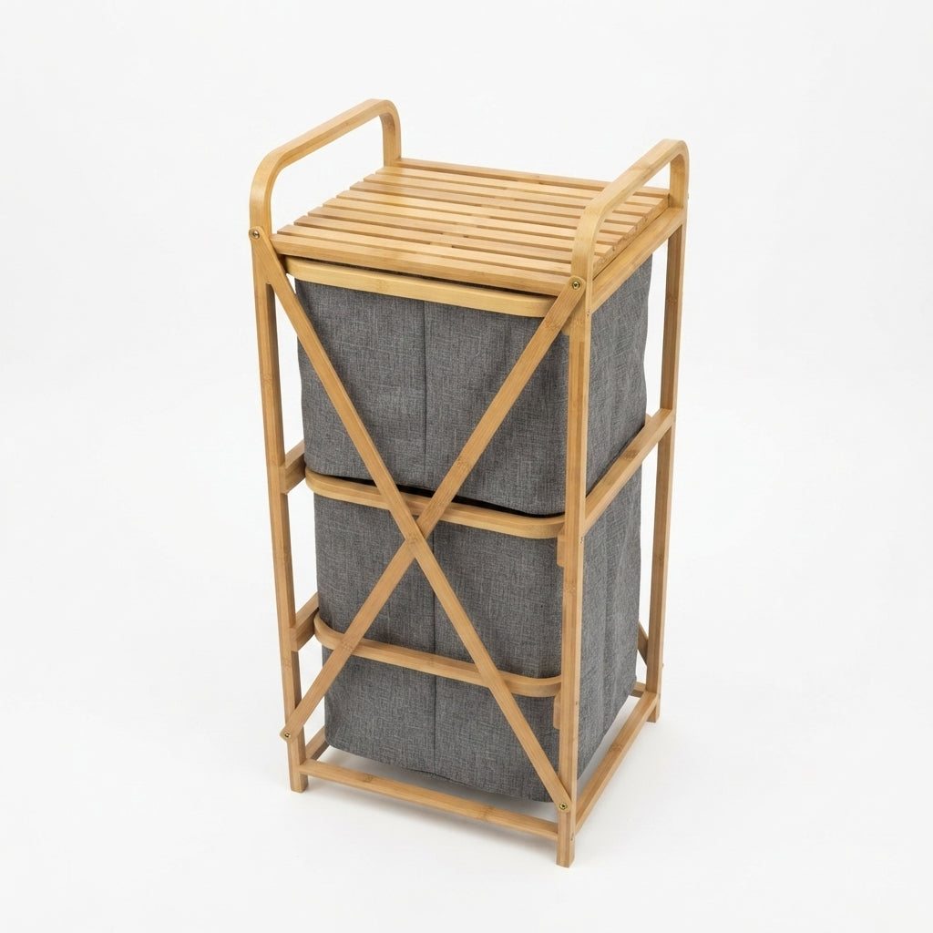 Estante Organizadora de Bambu com Gavetas de Tecido: Sustentabilidade, Elegância e Praticidade para o Seu Lar - (AYD305-59)