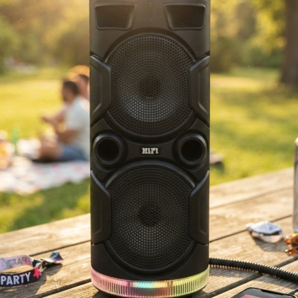 Coluna Torre KLGO de Alta Potência com Microfone: Graves Envolventes, Design Durável e Versatilidade Total para Karaokes - (AYC341-2)