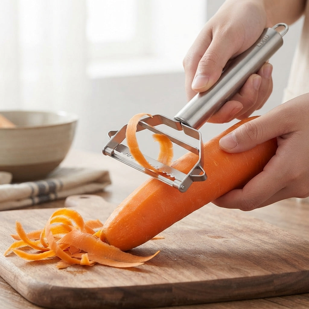 Lixiu - Descascador Profissional Duplo em Aço Inoxidável: Praticidade e Precisão no Corte - (AYD256-274)