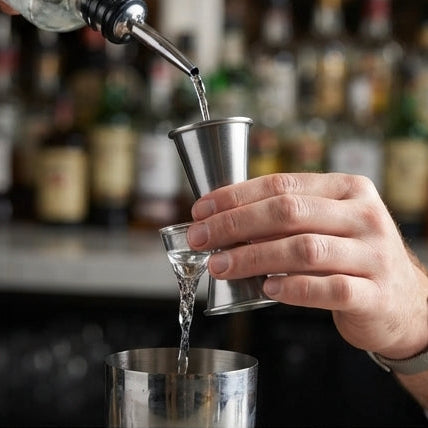 Dosador Duplo 25/50ml em Inox: Precisão Profissional e Elegância para Seus Drinks - (AYB233-47)