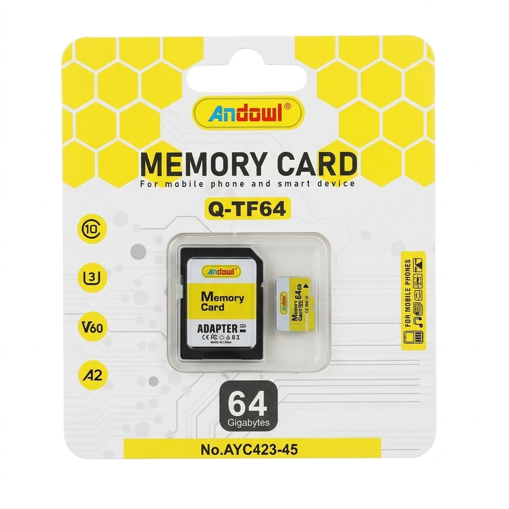 Andowl  High Speed Memory Card with Adapter Yellow