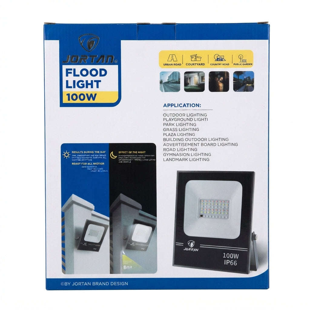 Refletor LED 100W Jortan IP66: Brilho Intenso, Máxima Proteção Contra Intempéries e Eficiência Total - (AYA147-8)