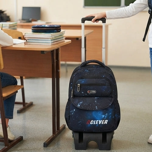 Mochila de Rodinhas Cósmica CLEVER: Mobilidade, Espaço e Estilo para a Volta às Aulas -(AYC180-1)