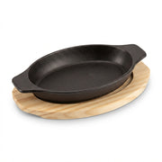 Cast Iron Oval Sizzler with Wooden Base - Serve with Sophistication - (AYD310-57)