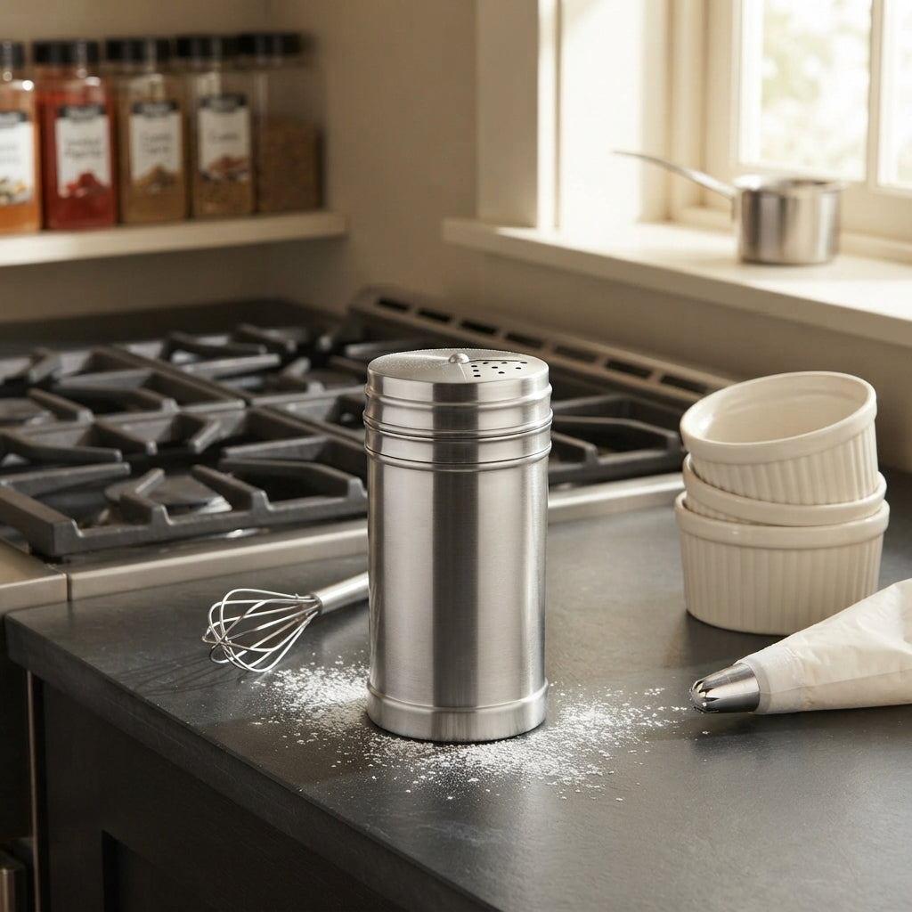 Sabor na Medida Certa: Saleiro de Mesa Moderno e Durável em Inox - (AYD63-38)